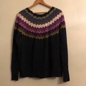 Cozy Sweater with Colorful Neckline